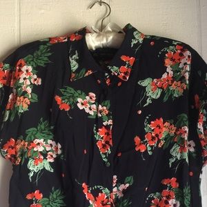 Zara Floral Blouse - Black with Red and Green
